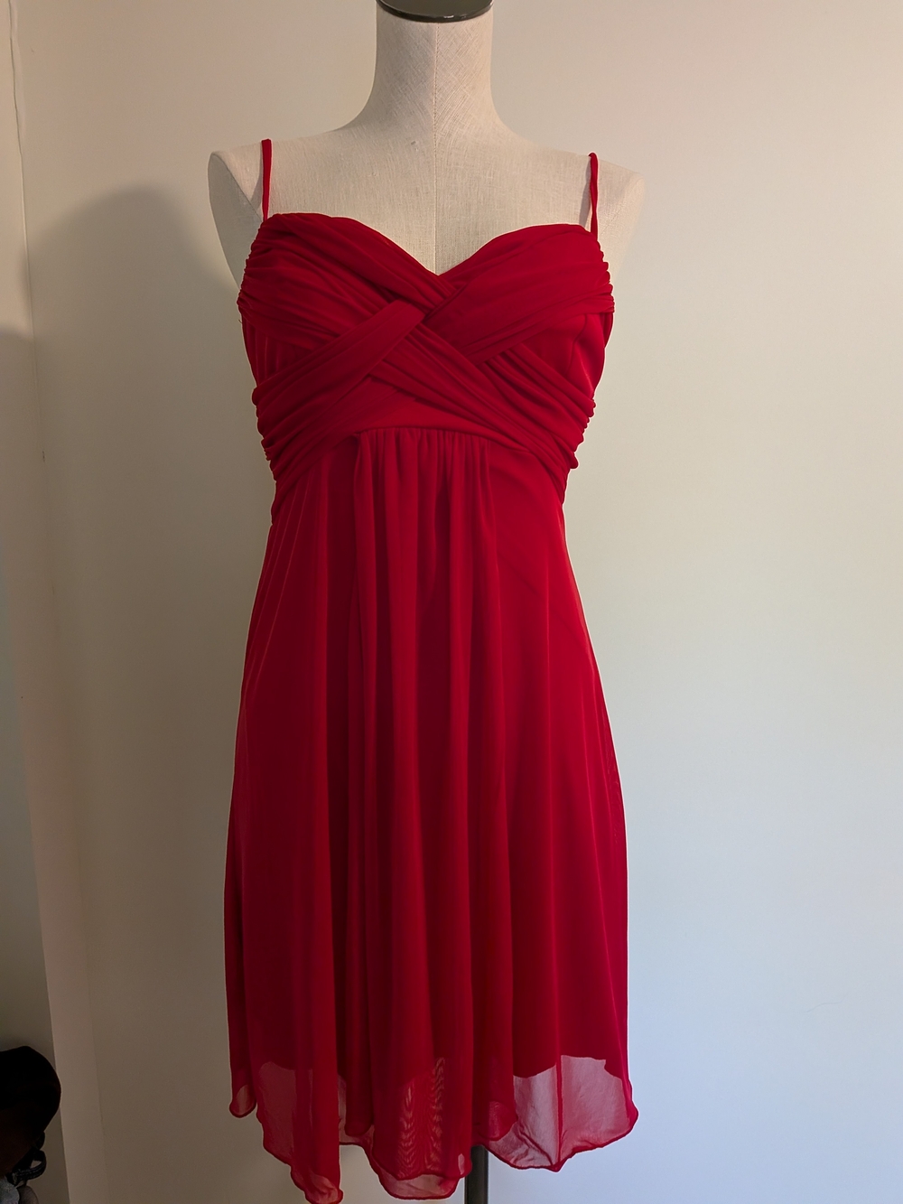 Studio Y Red Spaghetti-Strap Midi Dress